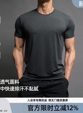 【网眼透气】BD夏季薄款体恤爆袖健身训练短袖弹力紧身衣运动t恤