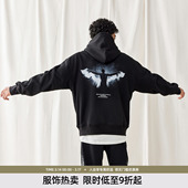 bdpowerup秋季 大印花连帽套头上衣 摇粒绒针织运动卫衣男宽松时尚