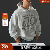 简约健身大码 BD健美站美式 加绒运动卫衣男宽松保暖帽衫 套头上衣