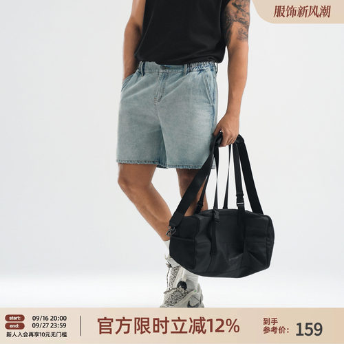 简约美式复古牛仔短裤男