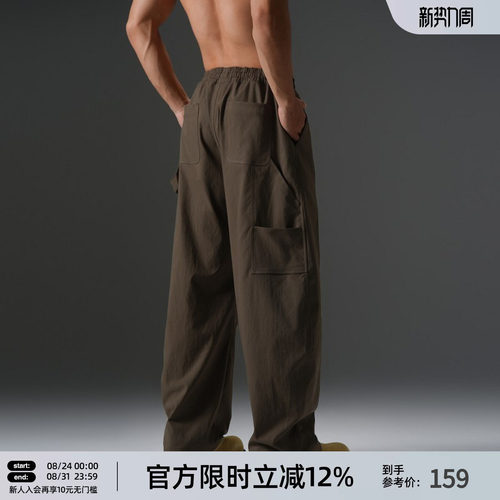美式大码工装风弯刀裤