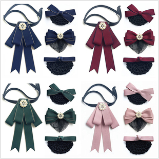 领花女职业头花套装银行领结空姐酒店西餐厅家政柜员蓝色衬衣配饰