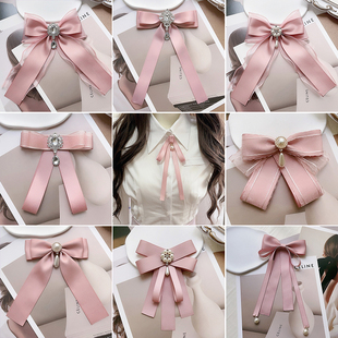 新款 饰 领结女蝴蝶结飘带小香风领花领带衬衫 衣服配饰学院风别针装