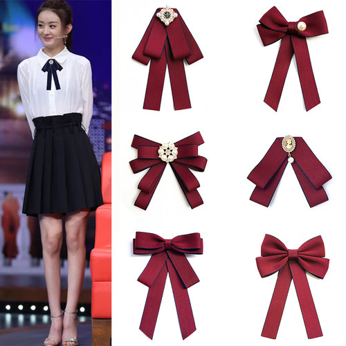 红色蝴蝶结衬衫领结女系带