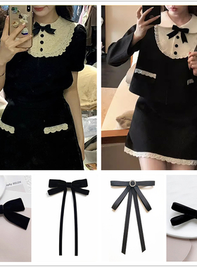 黑色丝绒领结蝴蝶结女别针小号百搭气质胸针手工diy衣服配饰配件