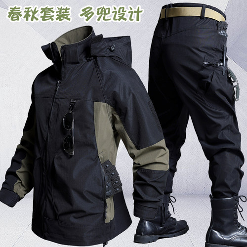 登山服男套装软壳冲锋衣骑行服