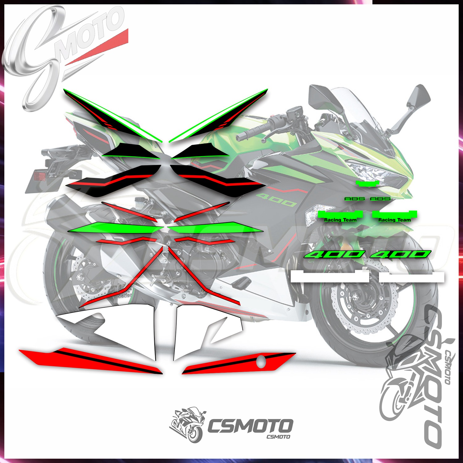 摩托车贴 Ninja400 川崎忍者18-22年贴花KRT外壳贴膜全车拉花