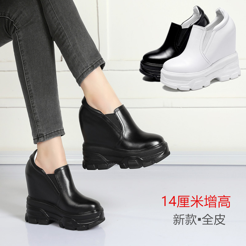 百搭厚底春超高跟休闲松糕小白鞋