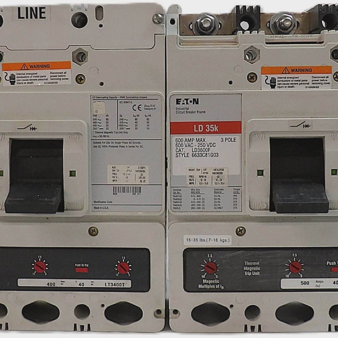 Eaton 6633C81G03 LD 35k 3Pole Circuit Breaker LD3600F Lot of