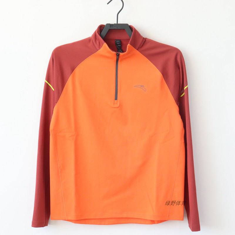 安踏男长袖T恤秋冬半拉链卫衣弹力跑步运动上衣针织衫152445401N
