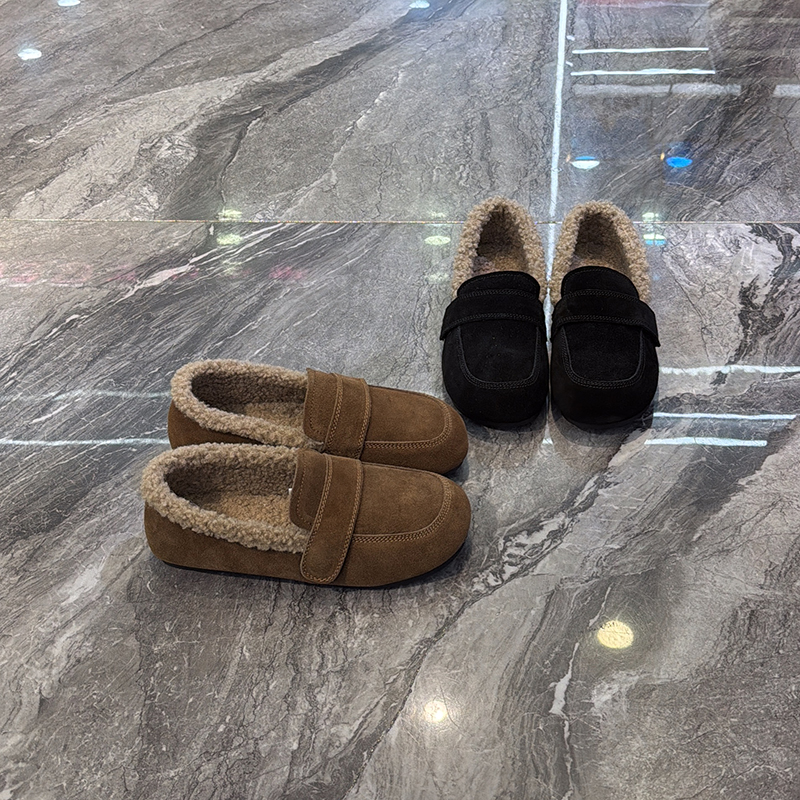 加绒保暖豆豆鞋软底防滑毛毛鞋
