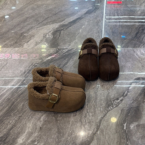 日系毛毛勃肯鞋丑萌大头玛丽珍鞋