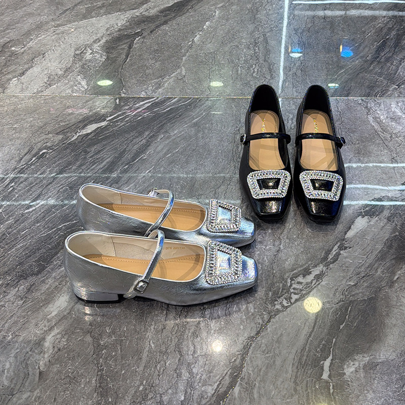 法式水钻方扣平底单鞋女2026春新款韩版一字带显脚小浅口玛丽珍鞋,女鞋,玛丽珍鞋,淘宝优惠券,粉丝福利购,淘宝优惠卷
