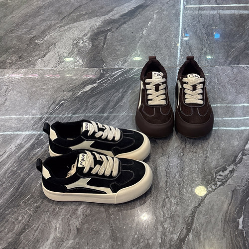 丑萌圆头百搭韩版休闲板鞋拼色潮