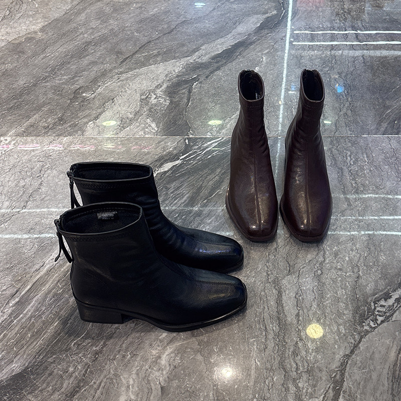 增高百搭显脚小复古裸靴轻便显瘦