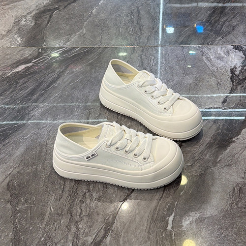 系带圆头百搭休闲板鞋韩版松糕鞋