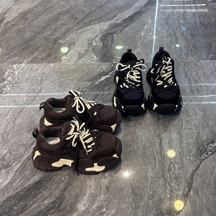 增高不累脚休闲运动鞋 ins爆款 女2025秋季 小众欧货网面厚底老爹鞋