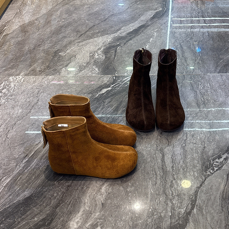复古百搭瘦瘦靴后拉链及裸靴爆款