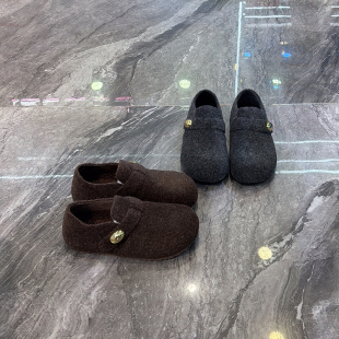 超软底~毛呢内增高全包勃肯鞋女2025秋新款一脚蹬懒人鞋好穿单鞋