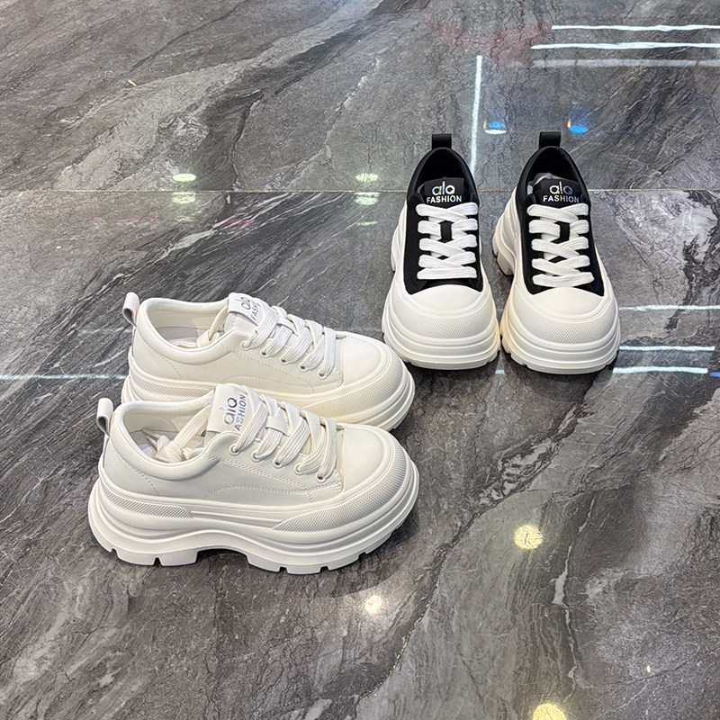 超轻厚底真皮小白鞋女2026春新款小个子7cm增高时尚休闲松糕鞋潮