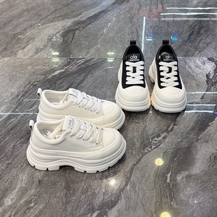 超轻厚底真皮小白鞋女2026春新款小个子7cm增高时尚休闲松糕鞋潮