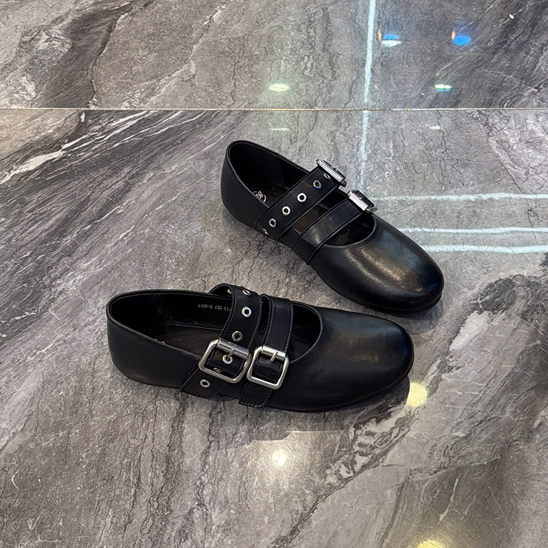 个性减龄~羊皮芭蕾舞平底鞋女2026春新款轻便百搭皮带扣浅口单鞋,女鞋,乐福鞋（豆豆鞋）,淘宝优惠券,粉丝福利购,淘宝优惠卷