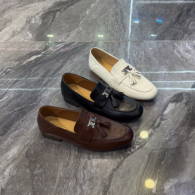 老钱风~牛皮超软底流苏乐福鞋女2026春新款洋气百搭一脚蹬豆豆鞋,女鞋,乐福鞋（豆豆鞋）,淘宝优惠券,粉丝福利购,淘宝优惠卷