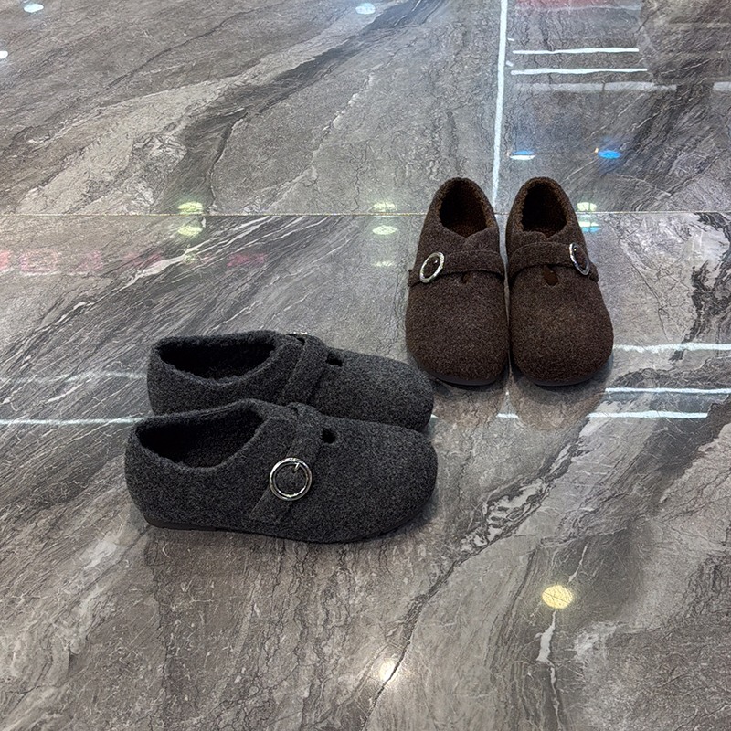 一脚蹬懒人加绒单鞋外穿厚底棉鞋