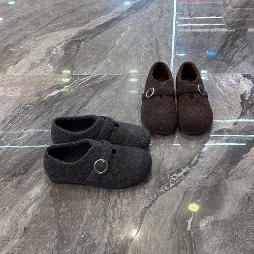 一脚蹬懒人加绒单鞋外穿厚底棉鞋