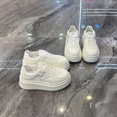 女2026春新款 增高时尚 休闲鞋 真皮小个子6cm厚底小白鞋 轻便松糕鞋