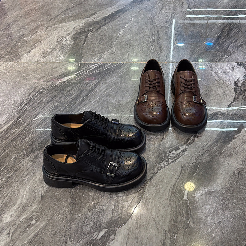 欧洲站2026春新款~时尚潮酷皮带扣德比鞋女2026春新款真皮小皮鞋,女鞋,浅口单鞋,淘宝优惠券,粉丝福利购,淘宝优惠卷