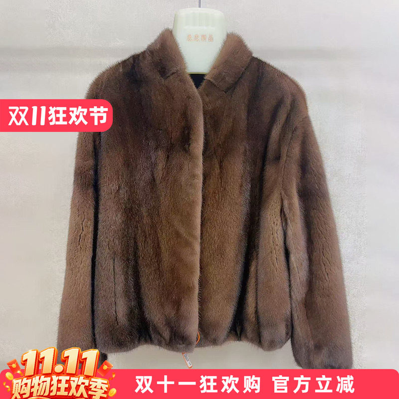 水貂皮大衣女短款立领短款2026冬季新款海宁整貂毛皮草外套时尚