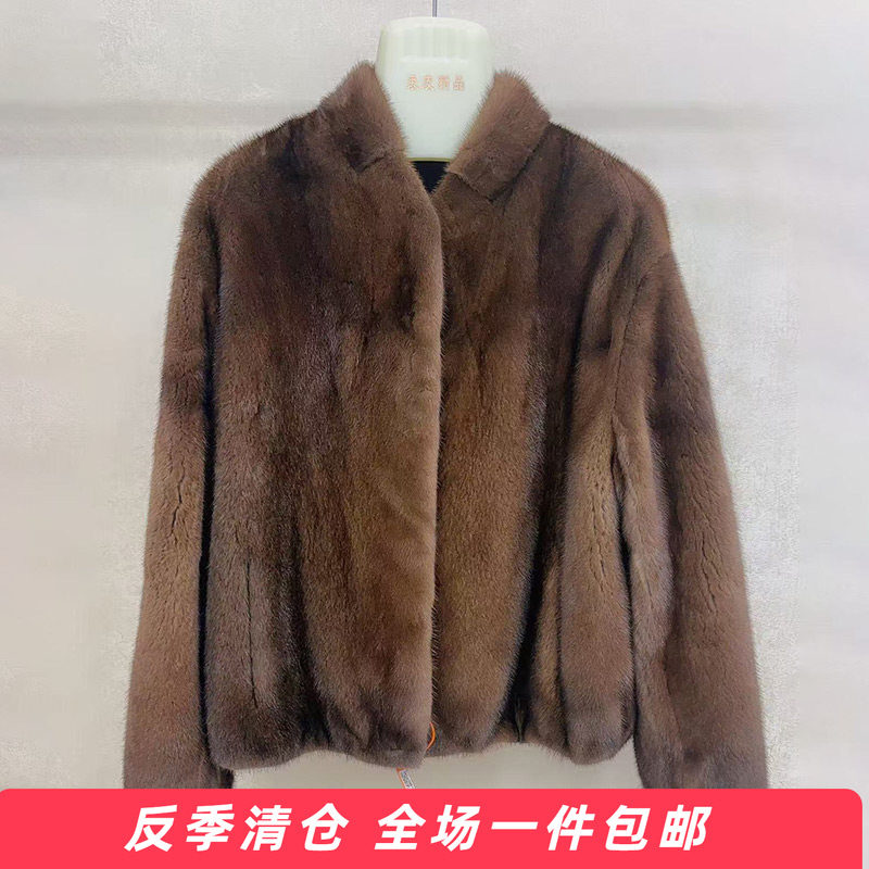 水貂皮大衣女短款立领短款2025冬季新款海宁整貂毛皮草外套时尚