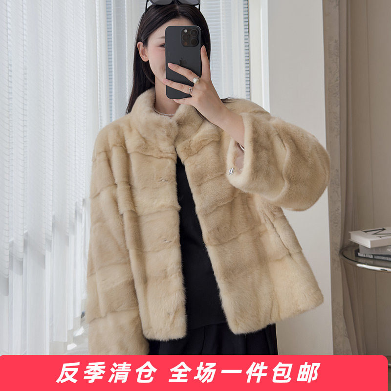 貂皮大衣女整貂皮草立领2025冬新款进口母貂毛横排年轻款外套TT