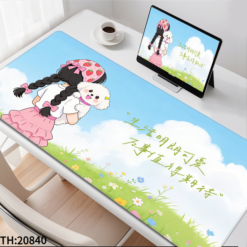 唯美文字美女浪漫鼠标垫超大加厚办公电脑桌垫宿舍护腕键盘垫定制