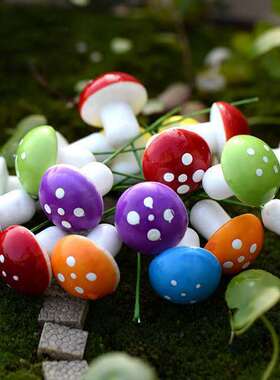 多肉花盆饰品小摆件仿真七星小瓢虫小蘑菇 装饰多肉绿植造景盆栽