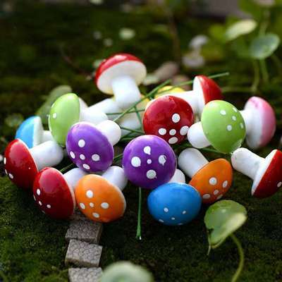 多肉花盆饰品小摆件仿真七星小瓢虫小蘑菇 装饰多肉绿植造景盆栽