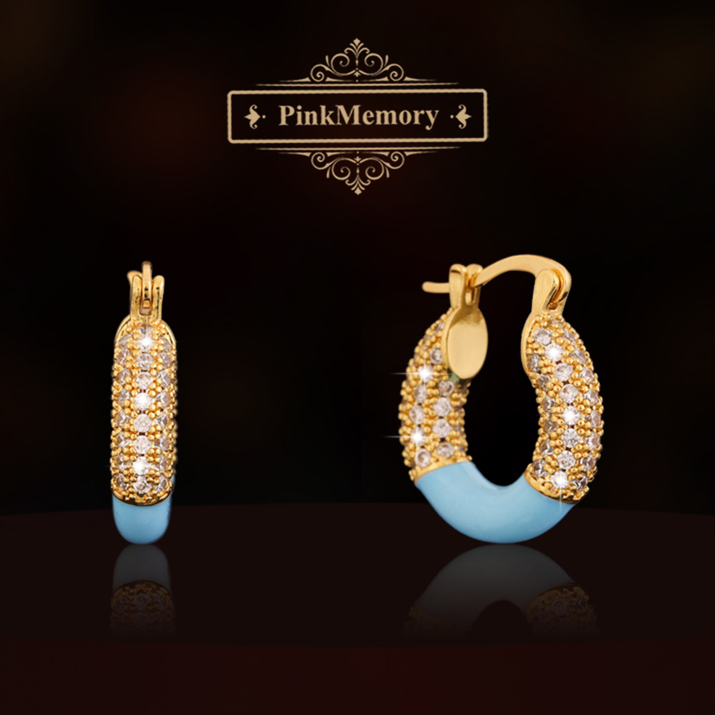 巴黎Pink Memory满天星蓝色珐琅耳钉高级感轻奢女款爆闪领针耳环