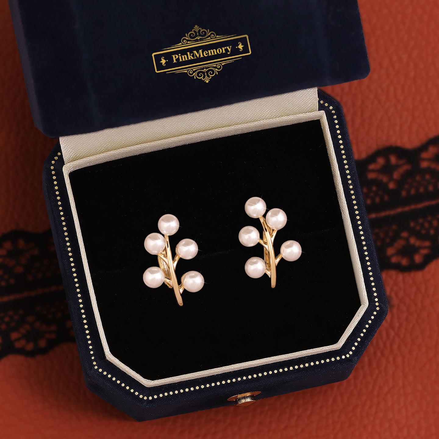 巴黎Pink Memory丰收立体枝丫珍珠耳钉高级感轻奢女新款领针耳环