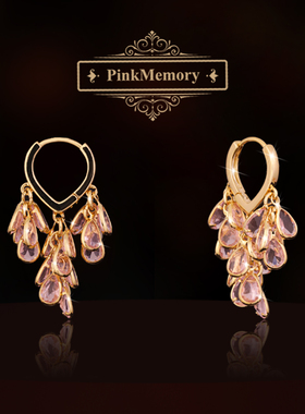 巴黎Pink Memory设计师紫色水滴流苏耳钉轻奢女耳坠古风配饰耳环