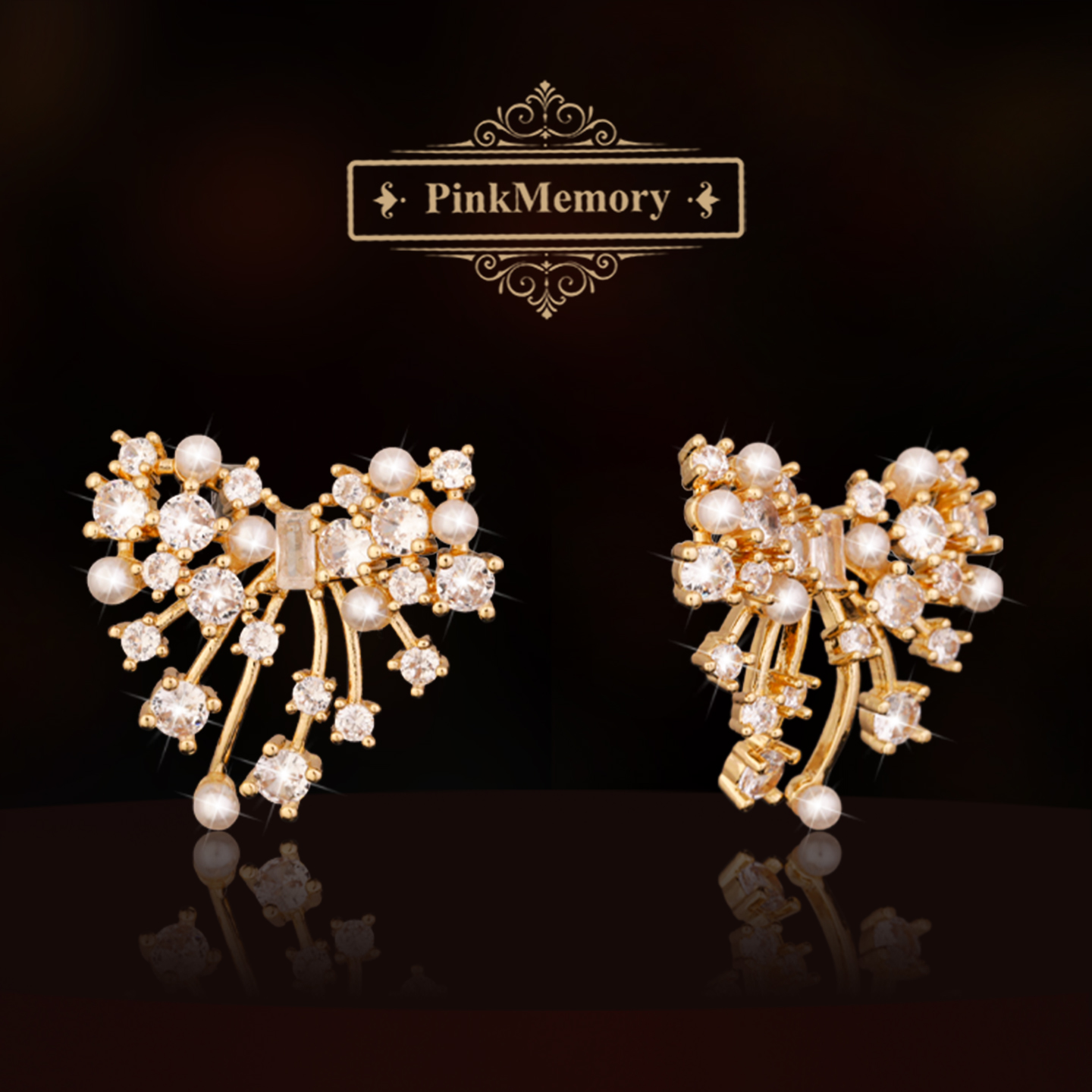 巴黎Pink Memory设计师法式满钻珍珠爱心耳钉轻奢女古风配饰耳环