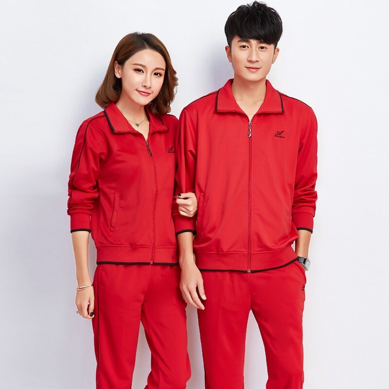 红色运动服套装女大码宽松