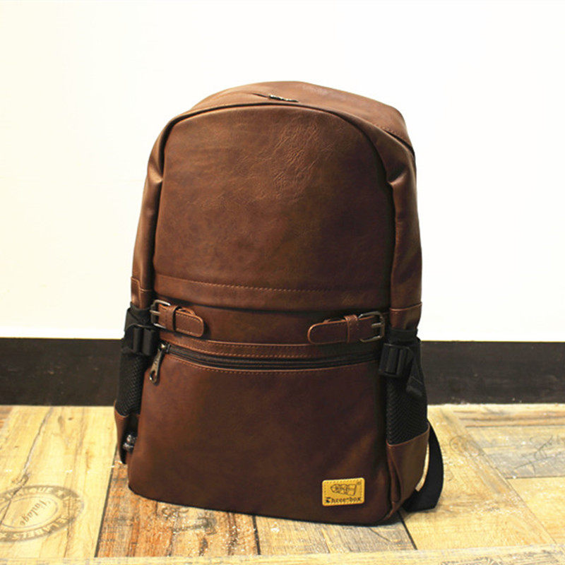 BACKPACK BAG MENS SIMPLE LARGE CAPACITY TRAVEL BACKPACK WOMENS CASUAL JAPANESE LEATHER COLLEGE STUDENT SCHOOL BAG COMPUTER BAG TIDE