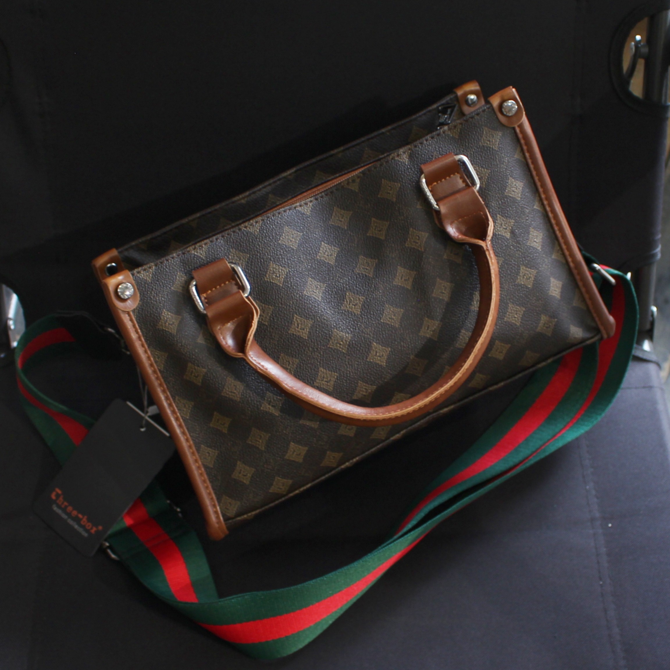 threebox潮牌老花手提包小托特包