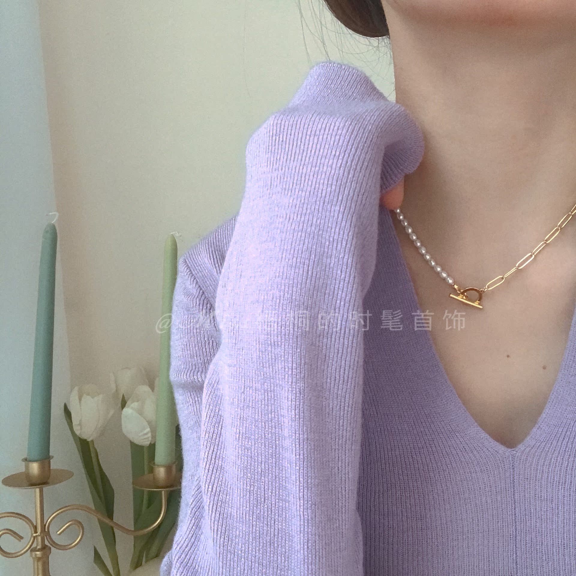 小众复古金色天然珍珠项链