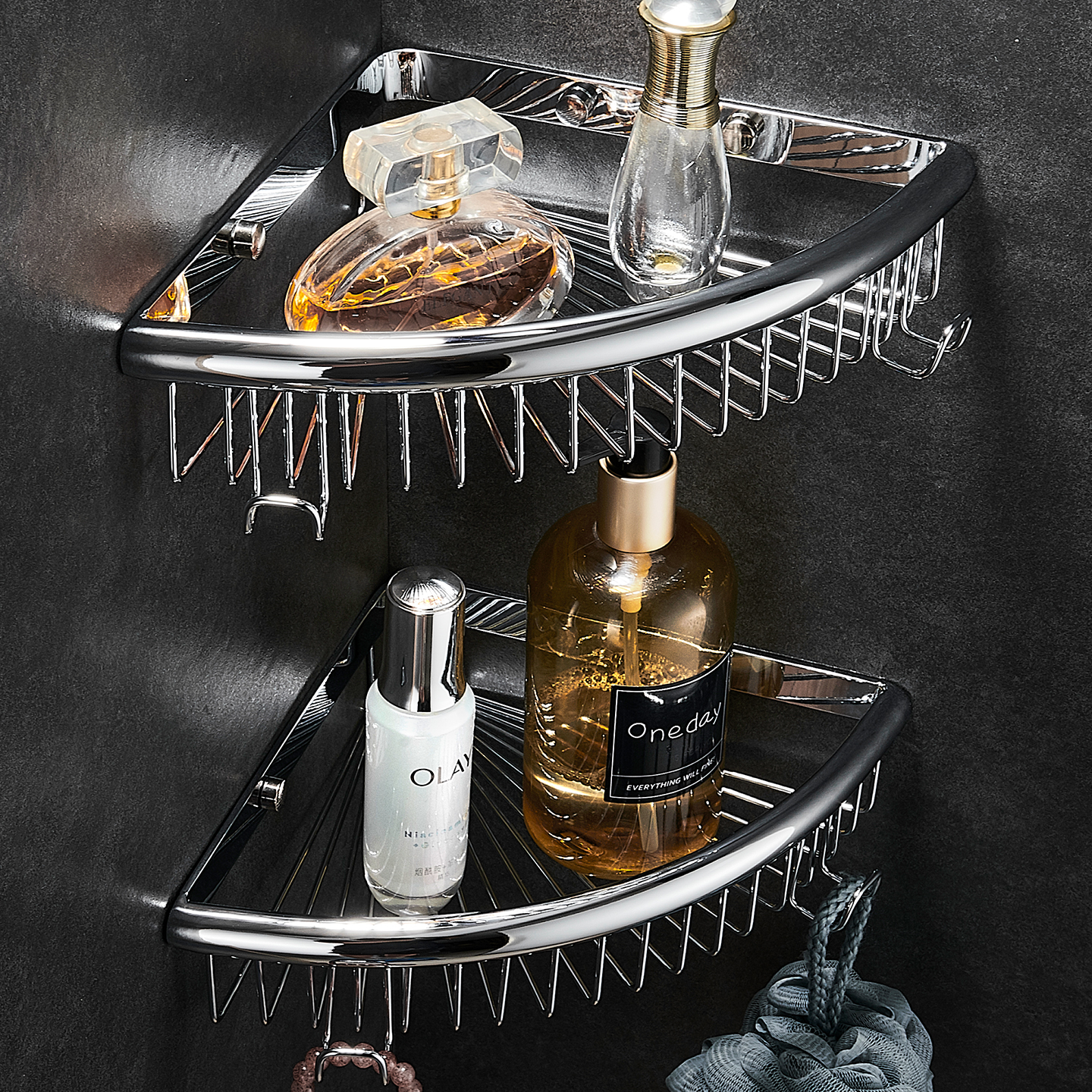 浴室免打孔不锈钢三角篮置物架子