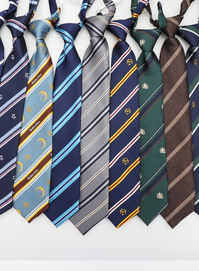 jk/dk学院风日系韩版条纹红绀灰蓝衬衫男女配饰免打领带新品包邮