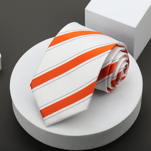 真丝白色条纹领带结婚新郎西装桑蚕丝男商务时尚正装礼盒送礼领带