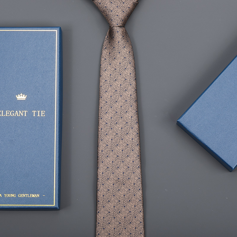 香槟圆点免打领带新郎结婚男女商务正装韩版拉链式条纹领带礼盒