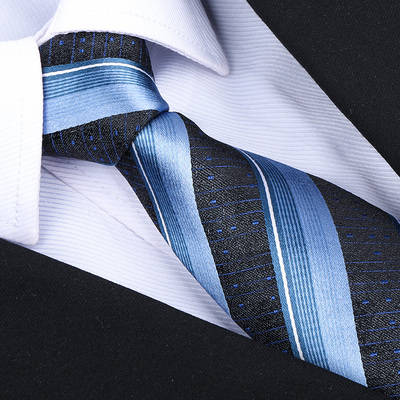 带带帅色织真丝商务条纹领带包邮